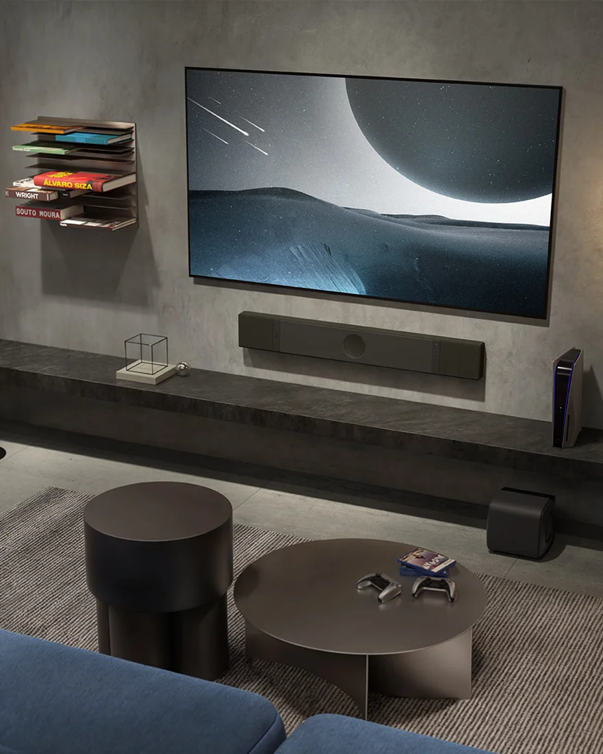 KEF XIO SlateBlack-OnWall